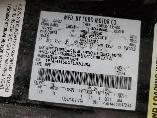 Photo 14 from auction – 2007 FORD EXPEDITION with VIN 1FMFU155X7LA83384