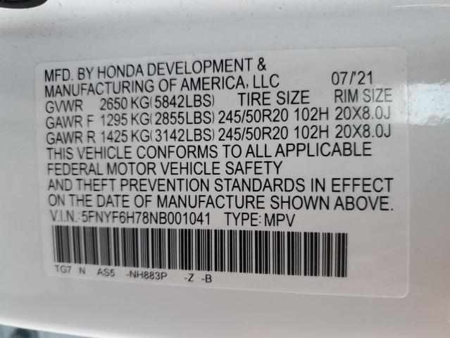 Photo 14 from auction – 2022 HONDA PILOT BLAC with VIN 5FNYF6H78NB001041