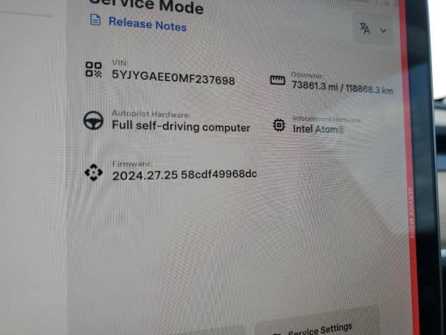 Photo 9 from auction – 2021 TESLA MODEL Y with VIN 5YJYGAEE0MF237698