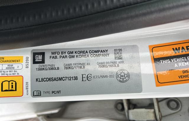 Photo 10 from auction – 2021 CHEVROLET SPARK 1LT with VIN KL8CD6SA5MC712138