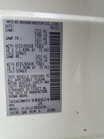 Photo 14 from auction – 2015 NISSAN PATHFINDER with VIN 5N1AR2MM3FC686024