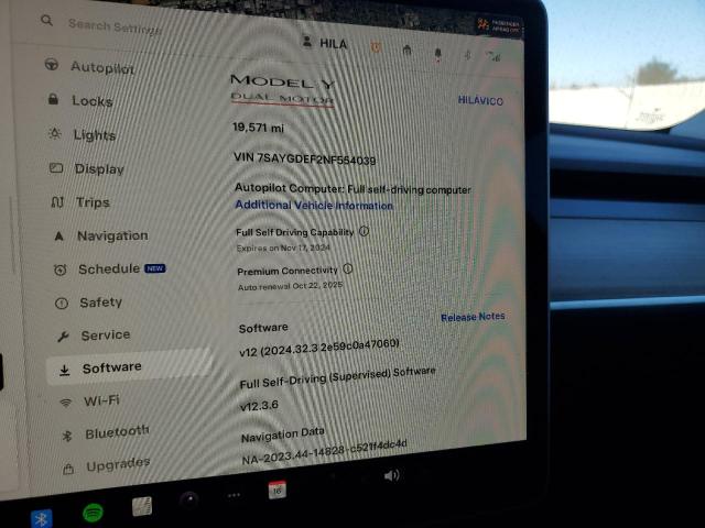 Photo 9 from auction – 2022 TESLA MODEL Y with VIN 7SAYGDEF2NF554039
