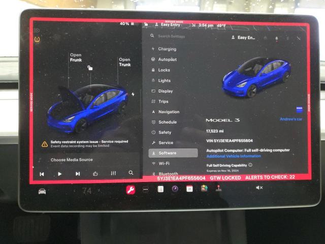Photo 9 from auction – 2023 TESLA MODEL 3 with VIN 5YJ3E1EA4PF655604