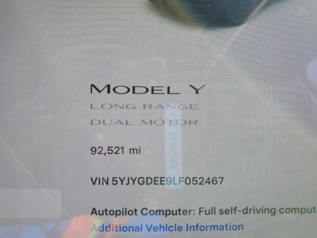 Photo 9 from auction – 2020 TESLA MODEL Y with VIN 5YJYGDEE9LF052467