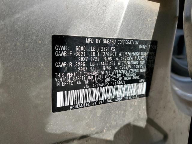 Photo 14 from auction – 2020 SUBARU ASCENT LIM with VIN 4S4WMAPD1L3478973