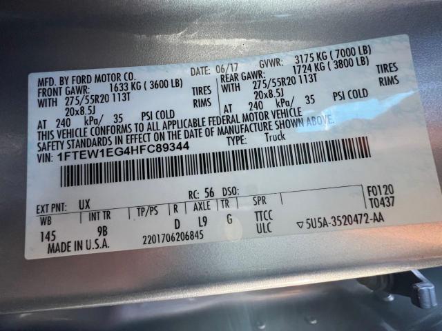 Photo 10 from auction – 2017 FORD F150 SUPER with VIN 1FTEW1EG4HFC89344