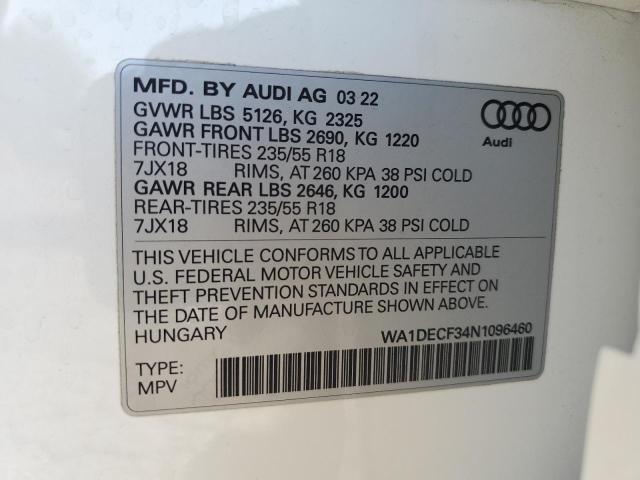 Photo 14 from auction – 2022 AUDI Q3 PREMIUM with VIN WA1DECF34N1096460