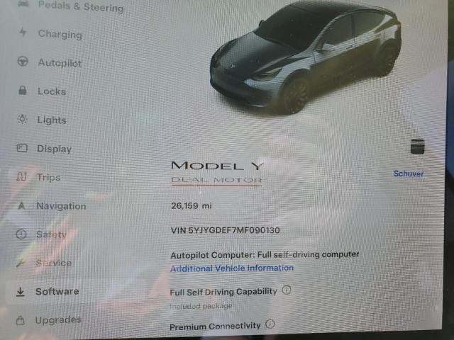 Photo 9 from auction – 2021 TESLA MODEL Y with VIN 5YJYGDEF7MF090130