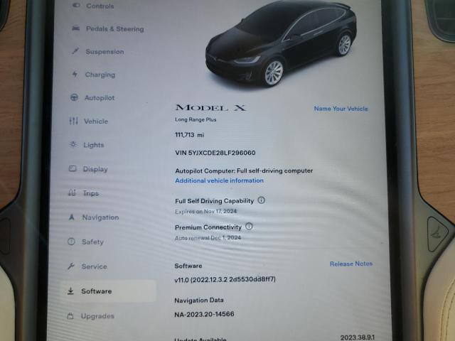 Photo 9 from auction – 2020 TESLA MODEL X with VIN 5YJXCDE28LF296060