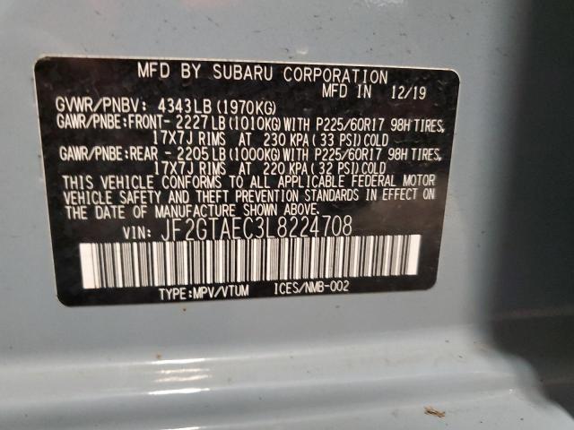 Photo 14 from auction – 2020 SUBARU CROSSTREK with VIN JF2GTAEC3L8224708