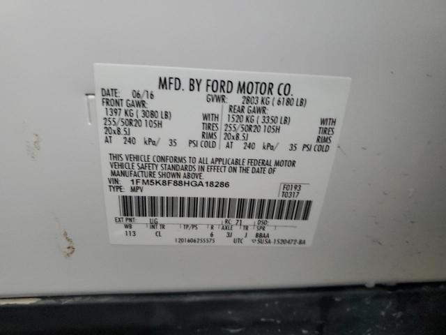 Zdjęcie 14 z aukcji – 2017 FORD EXPLORER L z VIN 1FM5K8F88HGA18286