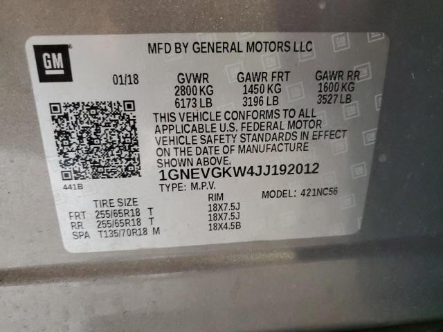 Photo 14 from auction – 2018 CHEVROLET TRAVERSE L with VIN 1GNEVGKW4JJ192012