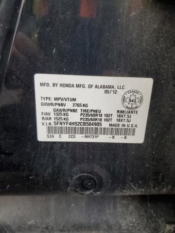 Photo 14 from auction – 2012 HONDA PILOT EXL with VIN 5FNYF4H52CB504905