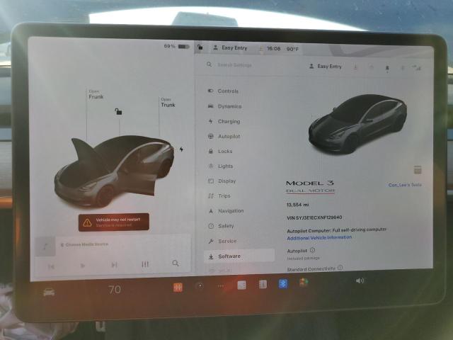 Photo 9 from auction – 2022 TESLA MODEL 3 with VIN 5YJ3E1ECXNF129640