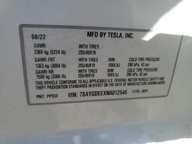 Photo 14 from auction – 2022 TESLA MODEL Y with VIN 7SAYGDEEXNA012546