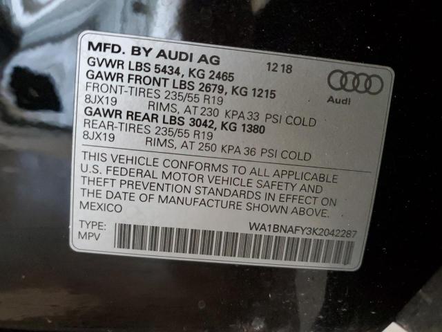 Photo 14 from auction – 2019 AUDI Q5 PREMIUM with VIN WA1BNAFY3K2042287