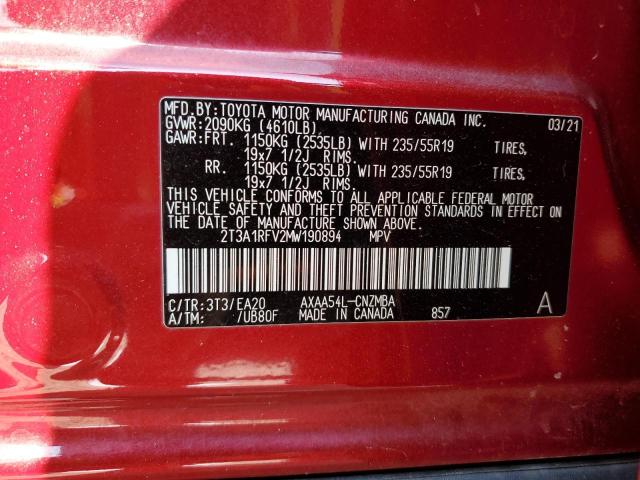 Photo 14 from auction – 2021 TOYOTA RAV4 XLE P with VIN 2T3A1RFV2MW190894