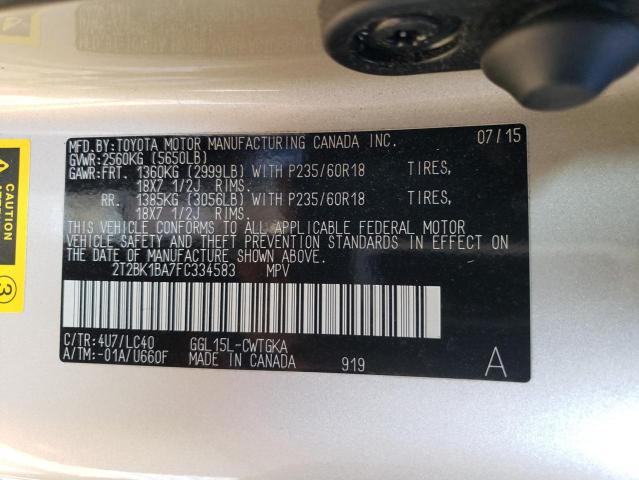 Photo 14 from auction – 2015 LEXUS RX 350 BAS with VIN 2T2BK1BA7FC334583