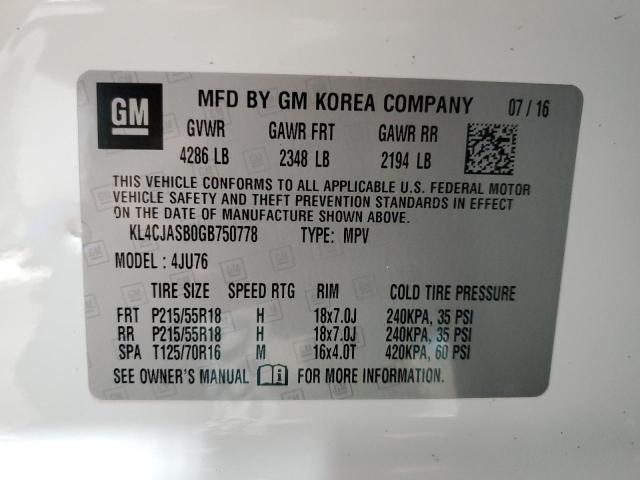 Photo 14 from auction – 2016 BUICK ENCORE with VIN KL4CJASB0GB750778