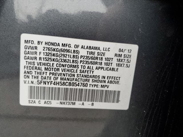 Photo 14 from auction – 2012 HONDA PILOT EXL with VIN 5FNYF4H58CB054760