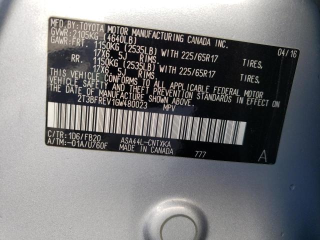 Photo 14 from auction – 2016 TOYOTA RAV4 LE with VIN 2T3BFREV1GW480023