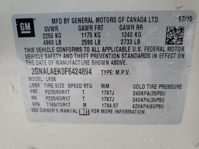 Photo 14 from auction – 2015 CHEVROLET EQUINOX LS with VIN 2GNALAEK0F6424894