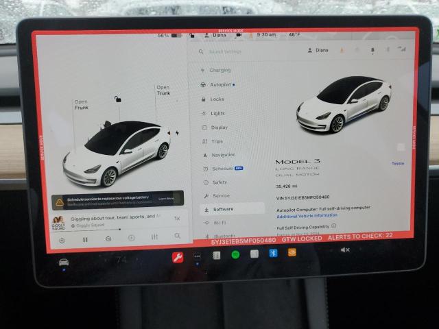Photo 9 from auction – 2021 TESLA MODEL 3 with VIN 5YJ3E1EB5MF050480