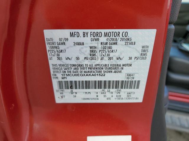 Photo 14 from auction – 2010 FORD ESCAPE LIM with VIN 1FMCU0EGXAKA01522