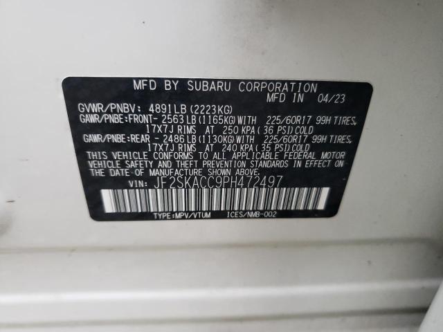 Photo 14 from auction – 2023 SUBARU FORESTER with VIN JF2SKACC9PH472497