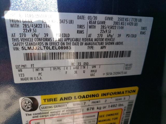 Photo 14 from auction – 2020 LINCOLN NAVIGATOR with VIN 5LMJJ2LT0LEL08983