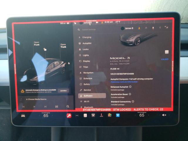 Photo 9 from auction – 2021 TESLA MODEL 3 with VIN 5YJ3E1EB7MF034989