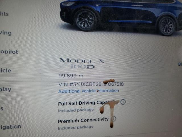 Photo 9 from auction – 2017 TESLA MODEL X with VIN 5YJXCBE28HF067518