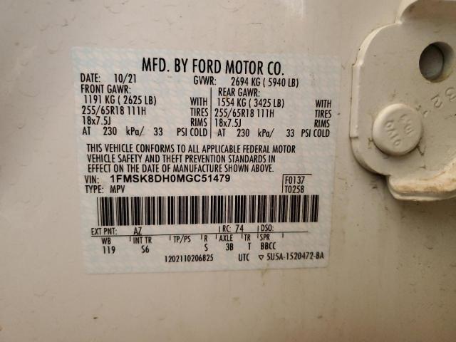 Photo 14 from auction – 2021 FORD EXPLORER X with VIN 1FMSK8DH0MGC51479