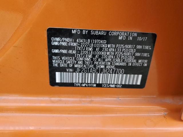 Photo 14 from auction – 2018 SUBARU CROSSTREK with VIN JF2GTABC1JH247700