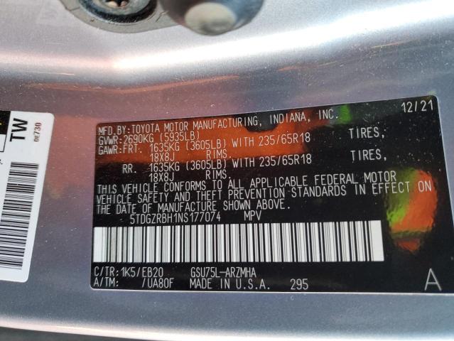Photo 14 from auction – 2022 TOYOTA HIGHLANDER with VIN 5TDGZRBH1NS177074