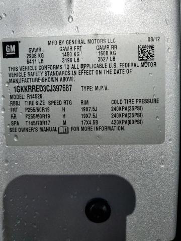 Photo 14 from auction – 2012 GMC ACADIA SLT with VIN 1GKKRRED3CJ397687