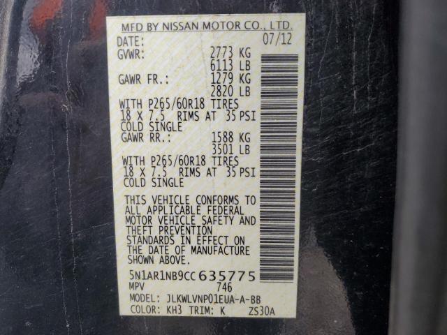Photo 14 from auction – 2012 NISSAN PATHFINDER with VIN 5N1AR1NB9CC635775