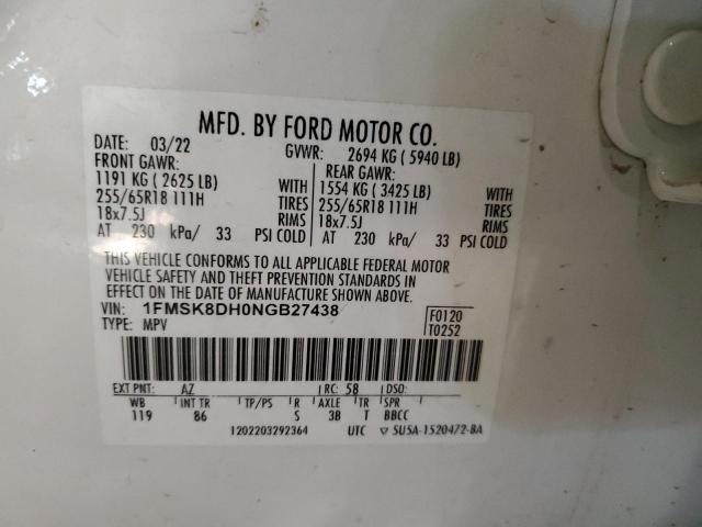Photo 14 from auction – 2022 FORD EXPLORER X with VIN 1FMSK8DH0NGB27438