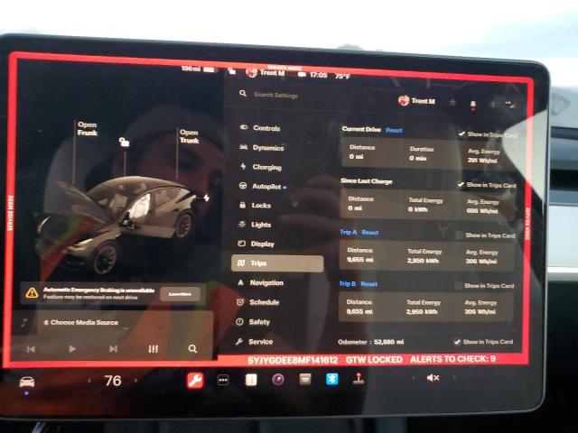 Photo 9 from auction – 2021 TESLA MODEL Y with VIN 5YJYGDEE8MF141612