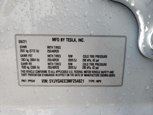 Photo 14 from auction – 2021 TESLA MODEL Y with VIN 5YJYGAEE3MF254821