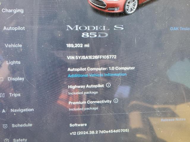 Photo 9 from auction – 2015 TESLA MODEL S with VIN 5YJSA1E26FF105772