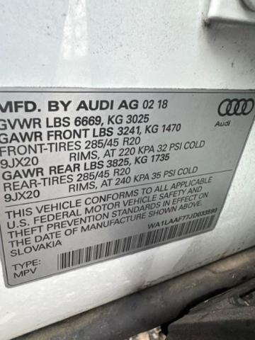 Photo 10 from auction – 2018 AUDI Q7 PREMIUM with VIN WA1LAAF77JD033599