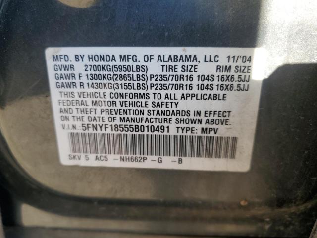 Foto 14 de la subasta – 2005 HONDA PILOT EXL con VIN 5FNYF18555B010491