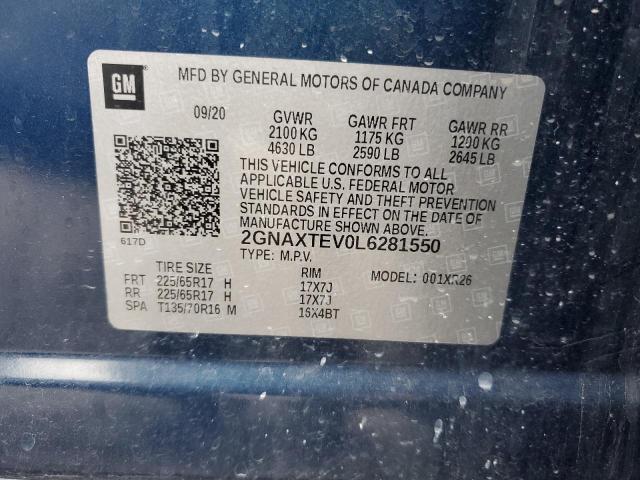 Photo 14 from auction – 2020 CHEVROLET EQUINOX LT with VIN 2GNAXTEV0L6281550