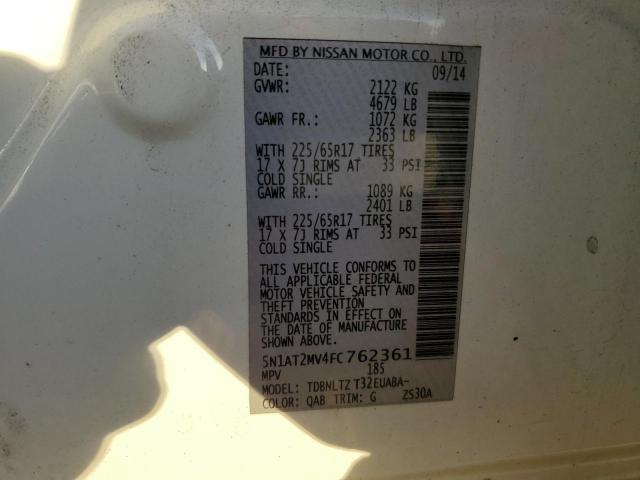 Photo 14 from auction – 2015 NISSAN ROGUE S with VIN 5N1AT2MV4FC762361