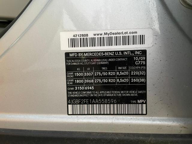 Photo 10 from auction – 2010 MERCEDES-BENZ GL 350 BLU with VIN 4JGBF2FE1AA558596
