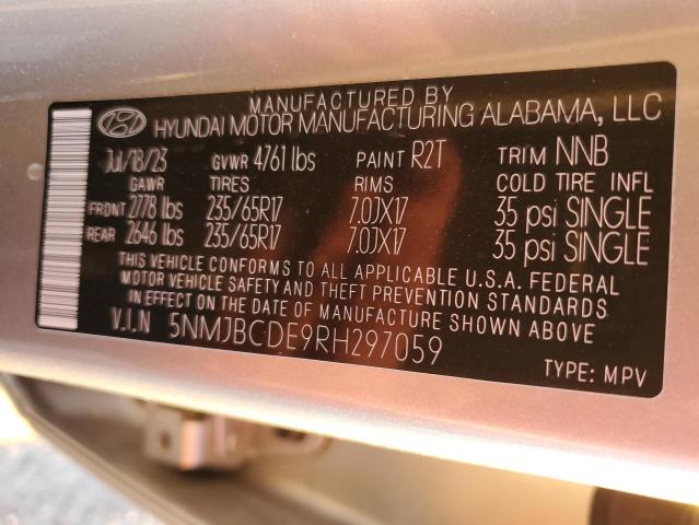 Photo 14 from auction – 2024 HYUNDAI TUCSON SEL with VIN 5NMJBCDE9RH297059