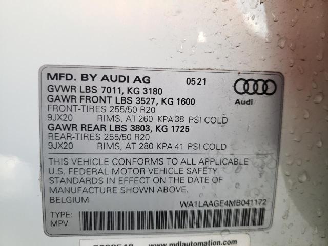Photo 14 from auction – 2021 AUDI E-TRON PRE with VIN WA1LAAGE4MB041172