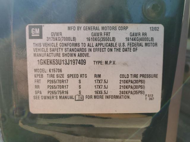 Photo 14 from auction – 2003 GMC YUKON DENA with VIN 1GKEK63U13J197409