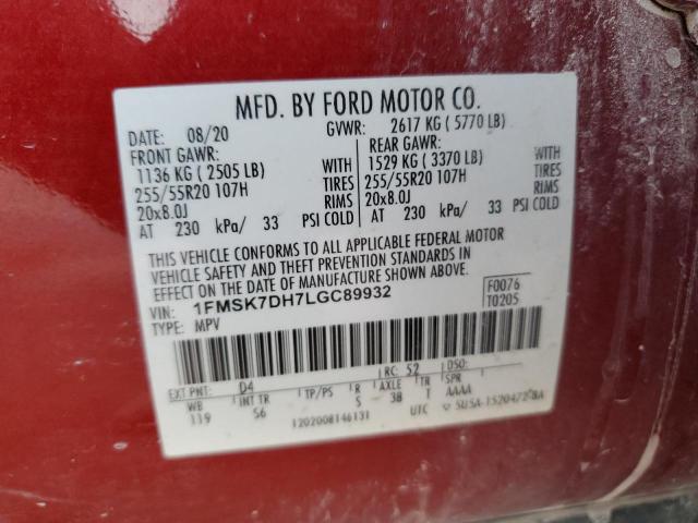 صورة رقم 14 من المزاد - 2020 FORD EXPLORER X مع VIN 1FMSK7DH7LGC89932